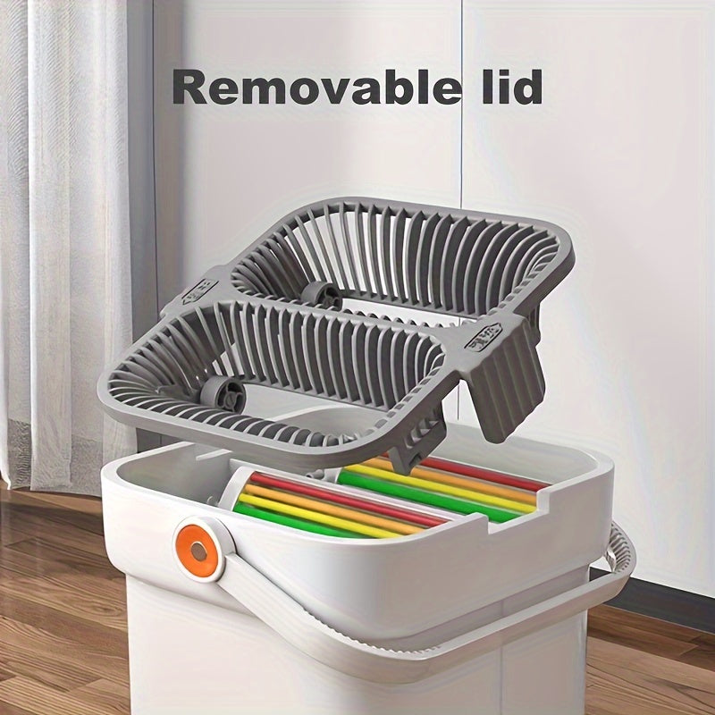 1Set Mop and Bucket Set with Microfiber Mop Head, Fabric Pads, Durable Metal Plastic