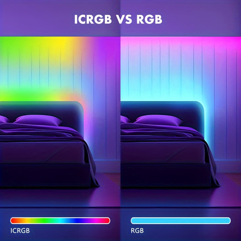 AMill LED Neon Lenta Yoritgichlari - 100.58/298.7/499.87sm, Musiqa Sinxronizatsiyasi, Ilova Bilan Boshqarish, Ichki/Tashqi Dekor uchun Moslashuvchan RGB+IC Yoritish, Bayramlar, USB Bilan Quvvatlanadi