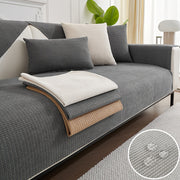 Water-Resistant Velvet Sofa Cover for 1-4 Seat L-Shaped Sofas Pet-Friendly Non-Slip Machine Washable Gray Textured Fabric