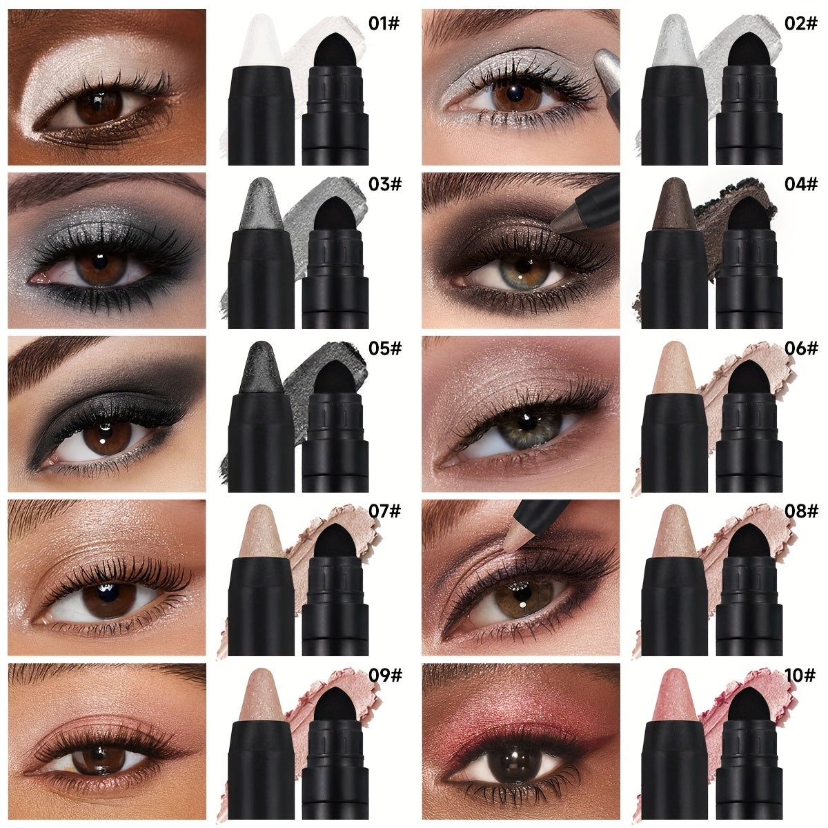 Women's Metallic Eyeshadow Stick Waterproof Long Lasting Cream  Champagne Brown