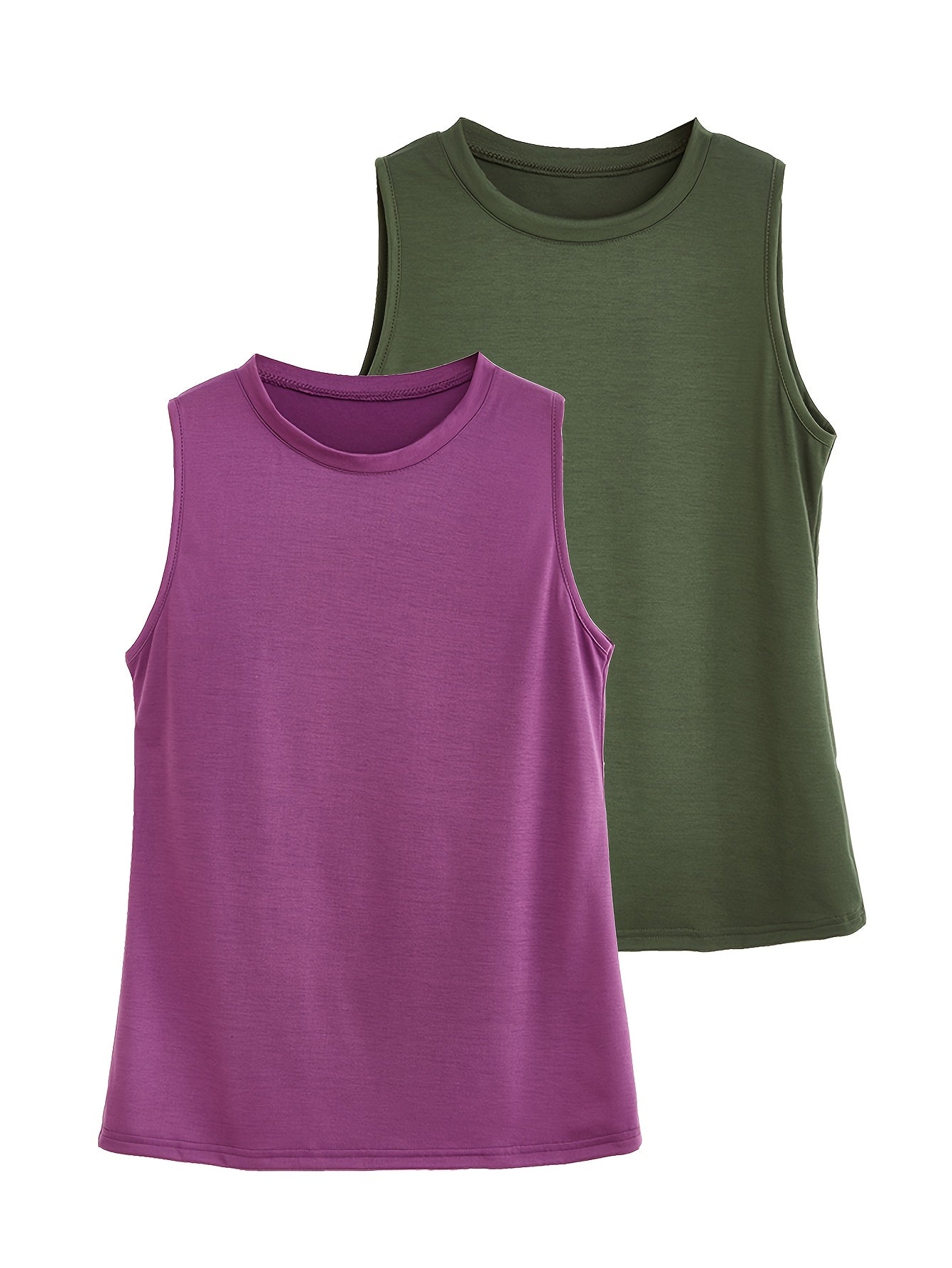 Plus Size Women's Casual Sleeveless Vest Set 2pcs Black Pink