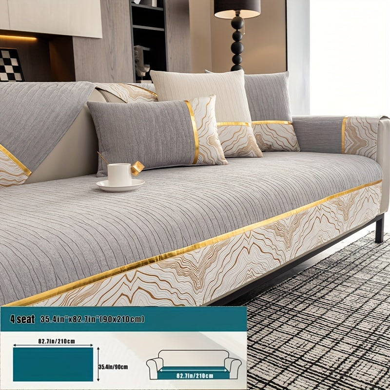 Chenille Sofa Cover for All Seasons Pet-Friendly Non-Slip Fits 1-4 Seater L-Shaped Contemporary