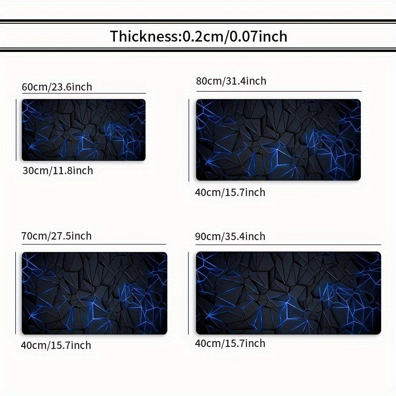 Large Blue 3D Textured Waterproof Non-Slip Rubber Mouse Pad for Gaming and Office