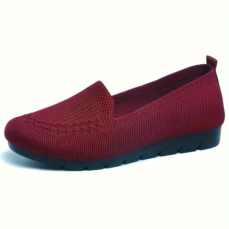 Women's Knitted Slip-On Shoes Breathable Mesh Walking Footwear