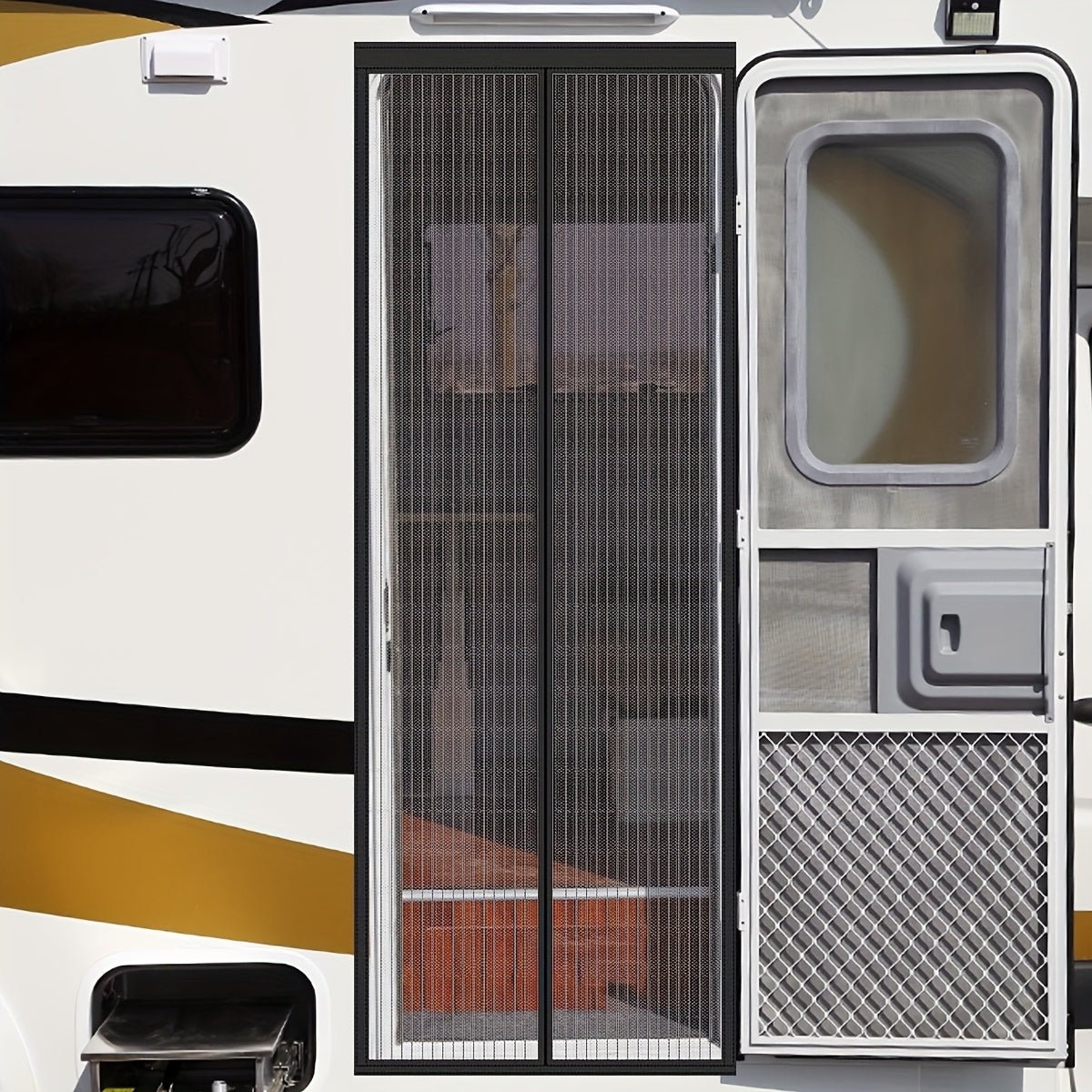 Puerta de pantalla magnética de malla resistente para prevención de mosquitos, entrada sin manos