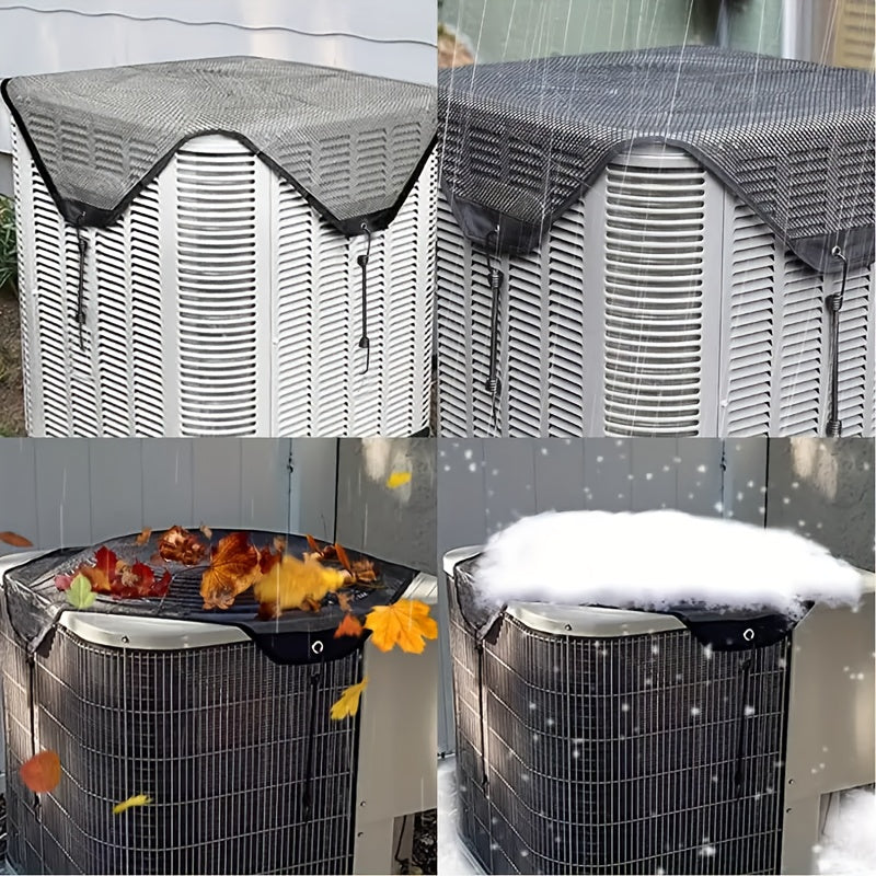 2 Waterproof Outdoor Air Conditioner Covers Oxford Fabric with Anti-Leaf Screen