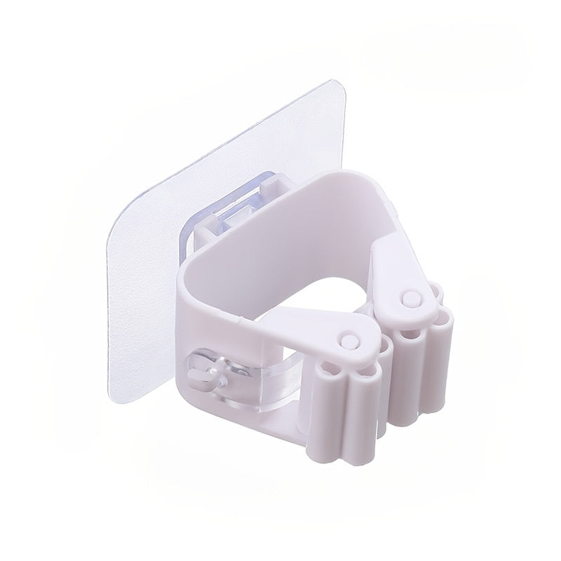 Organizador de pared para sujetar trapeadores y mopas de plástico gris para baño y lavandería