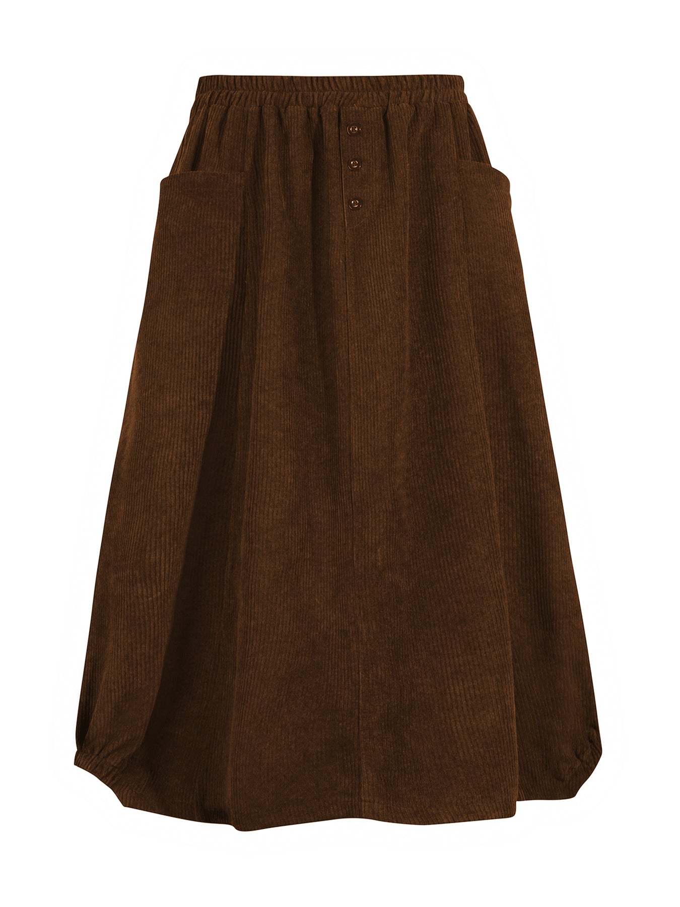 Plus Size Women’s Brown Maxi Skirt With Pockets Elastic Waist Casual