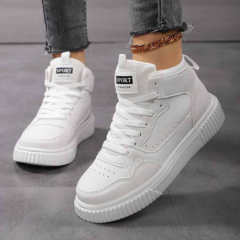 Zapatillas de moda altas para mujer, deportivas casuales con cordones, ligeras, de tela