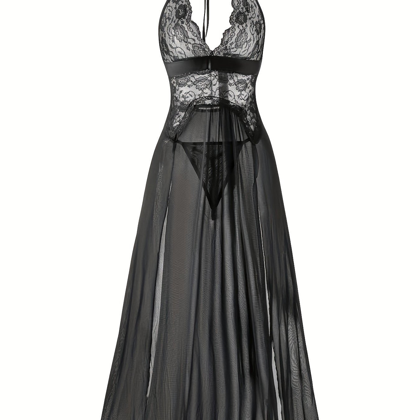 Women's Floral Print Lace-Up Nightgown with Adjustable Straps