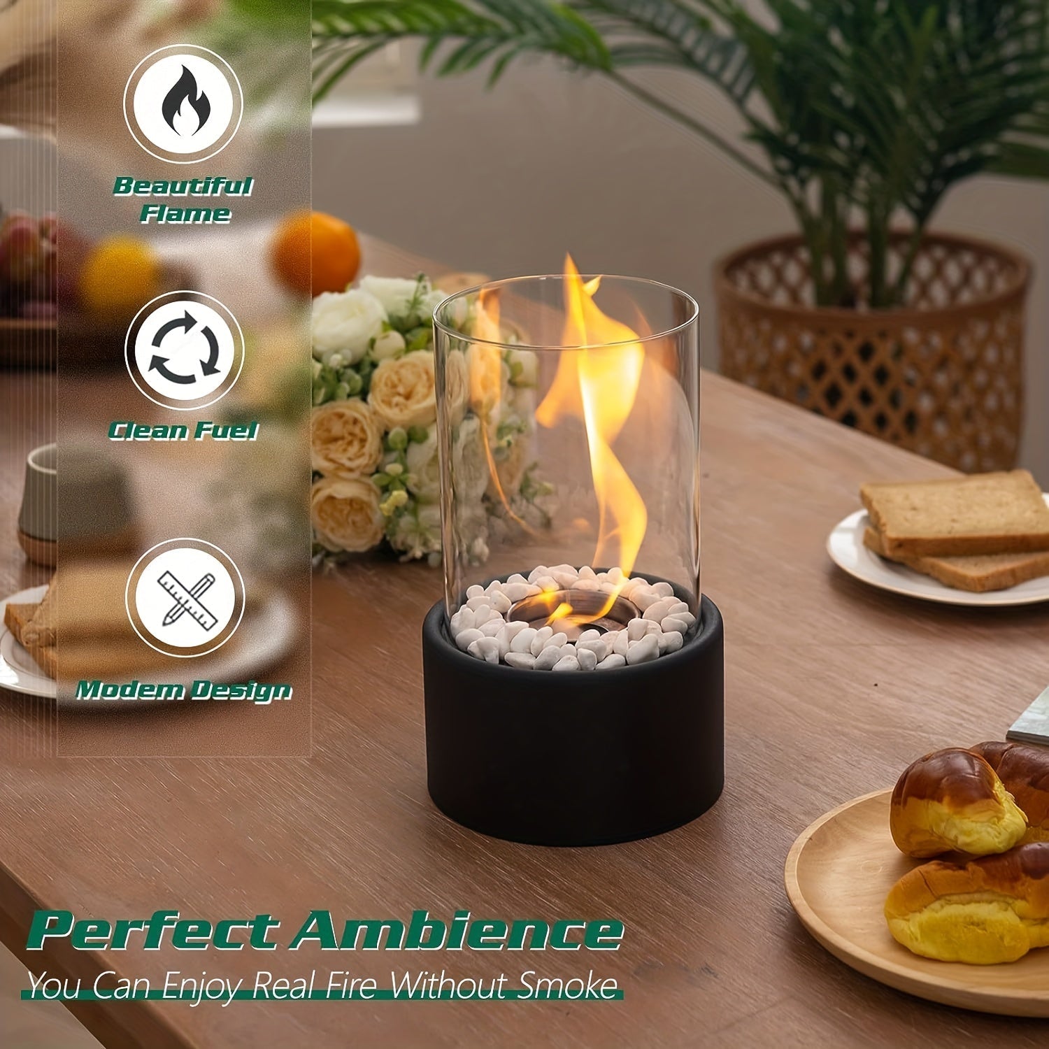 Estufa de mesa contemporánea para interiores, chimenea de bioetanol, diseño moderno