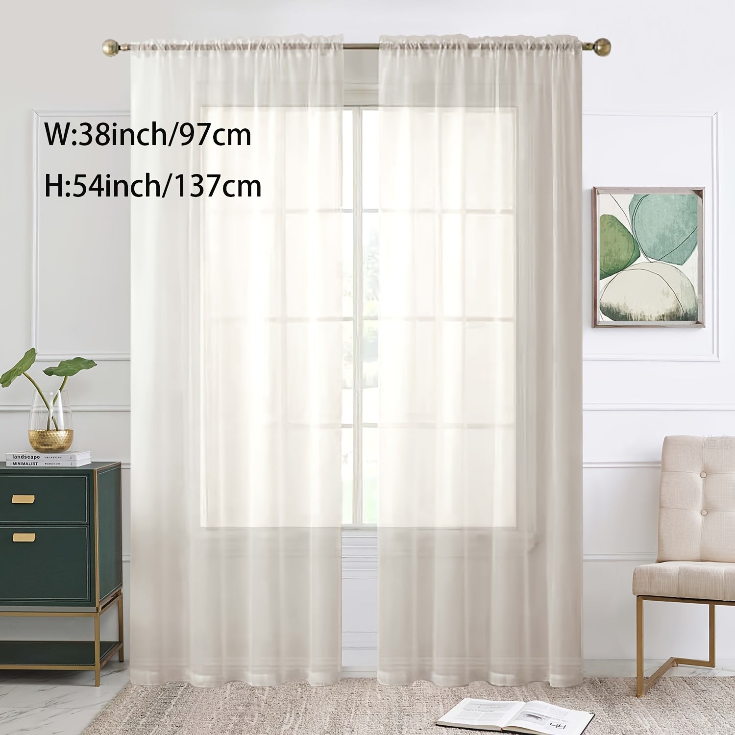 Sheer Curtain Single Panel Light Filtering Privacy Rod Pocket for Living Room Bedroom Kitchen
