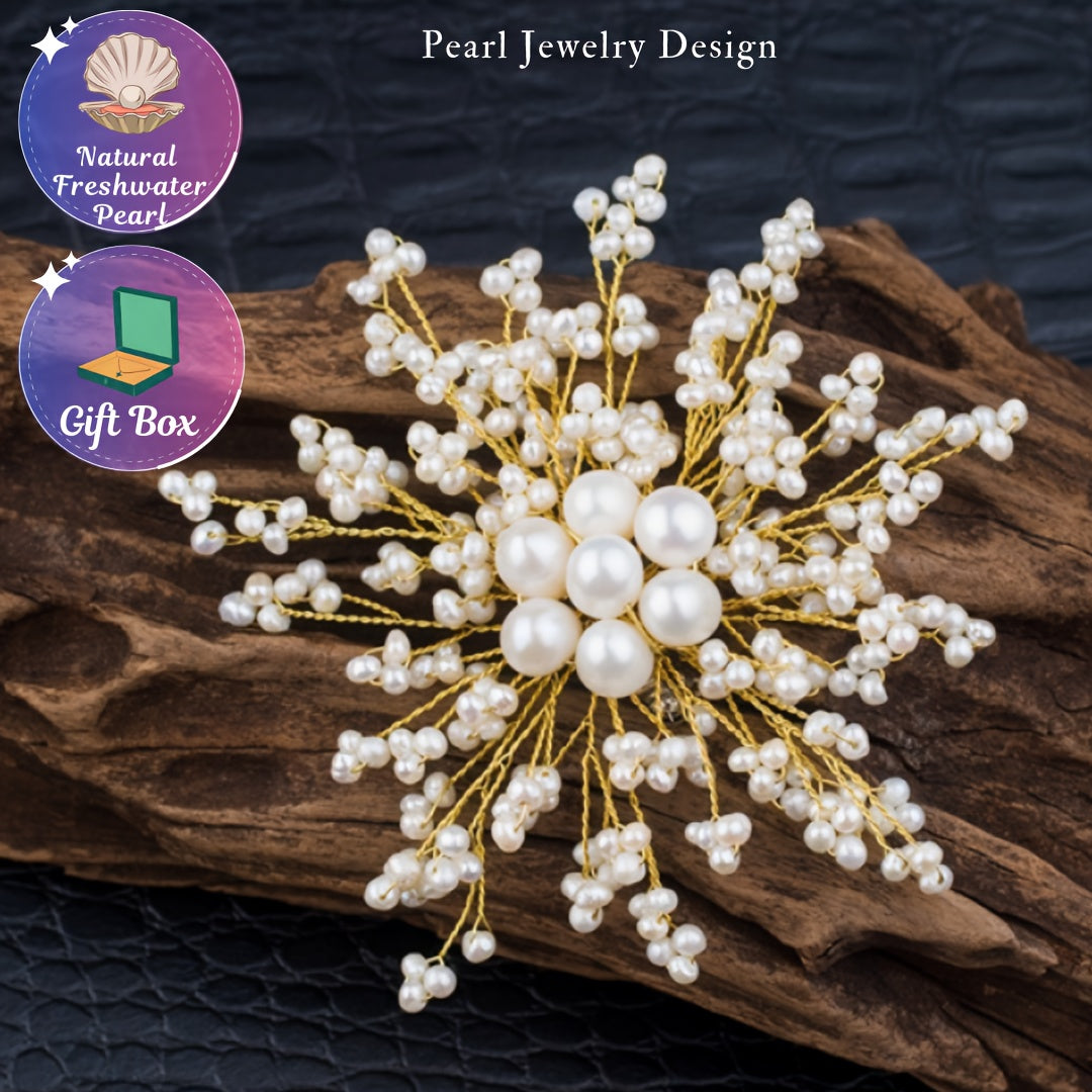 Handmade Freshwater Pearl Brooch for Women Vintage-Inspired Jewelry Gift for Weddings and Seasons