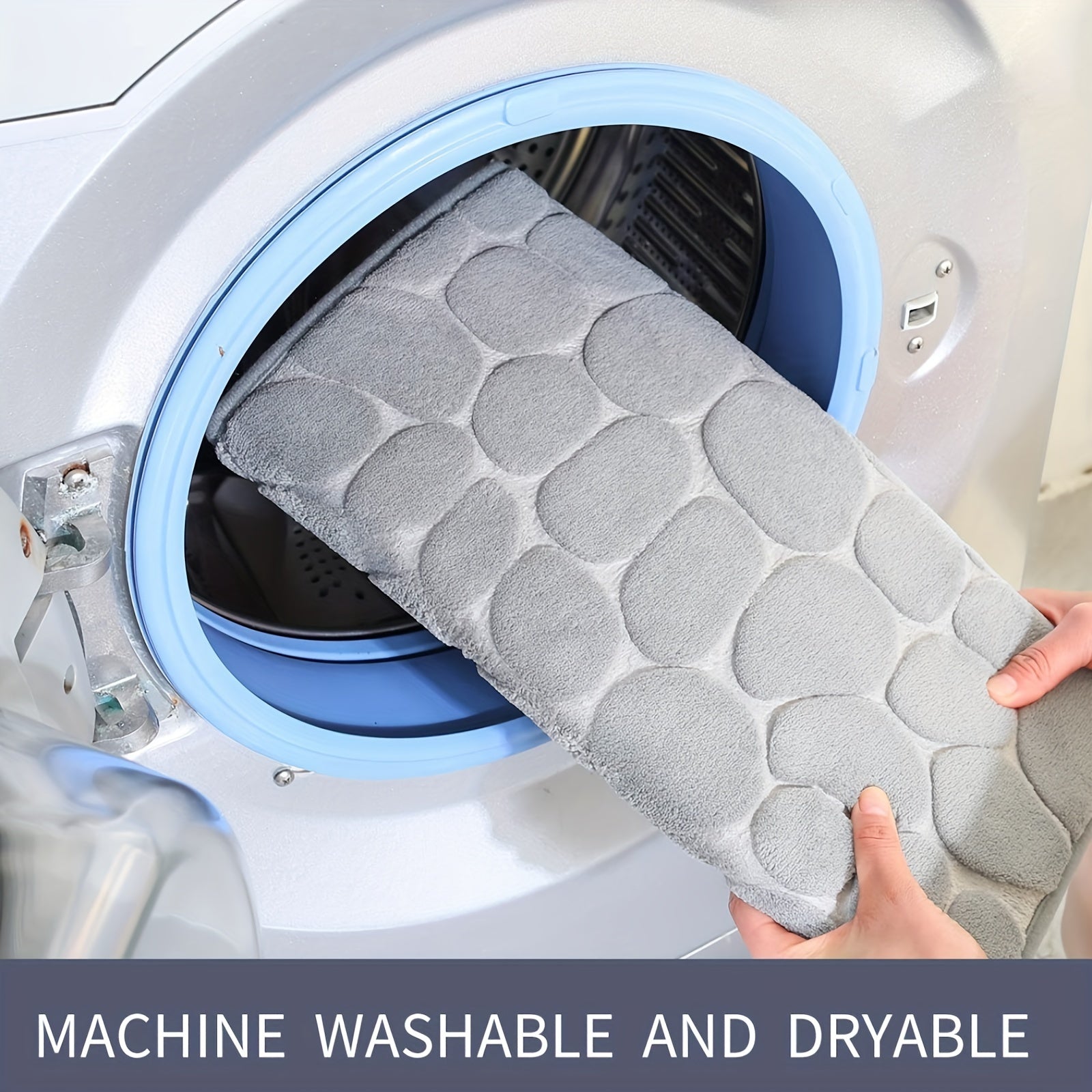 Alfombra de baño Blue Winter Wonderland antideslizante, absorbente y esponjosa, lavable a máquina