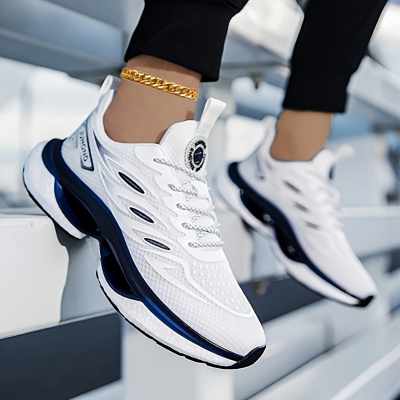 Mesh Blade Sneakers with Color Blocking Lightweight Low Top Casual Running Shoes