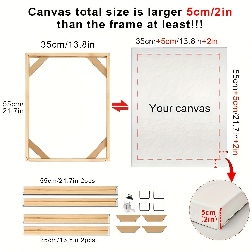 Wood Canvas Stretcher Frame Kit for Gallery Wrap Oil Paintings Wall Art