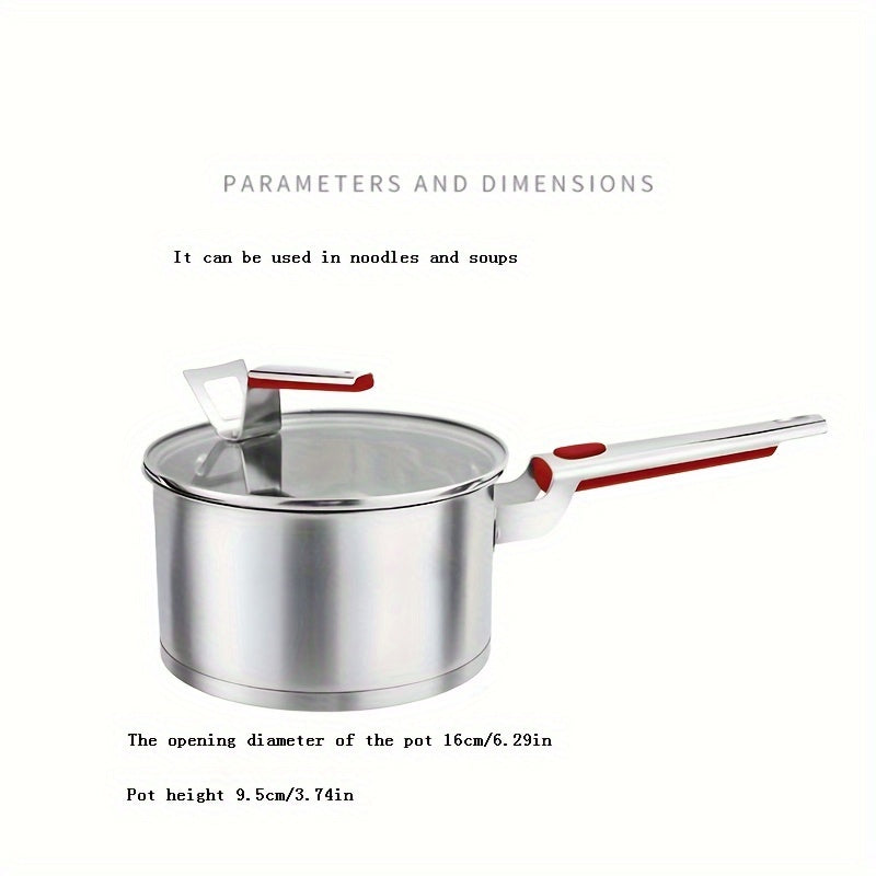 Stainless Steel Soup Pot 3.5L Induction Gas Stove Suitable for Noodles Porridge