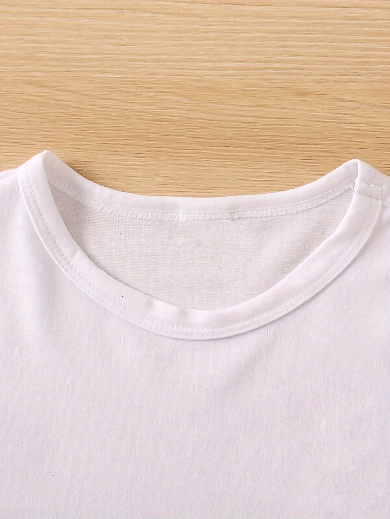 Kids Girls Black and White Star Print Crew Neck T-Shirt Summer Athleisure