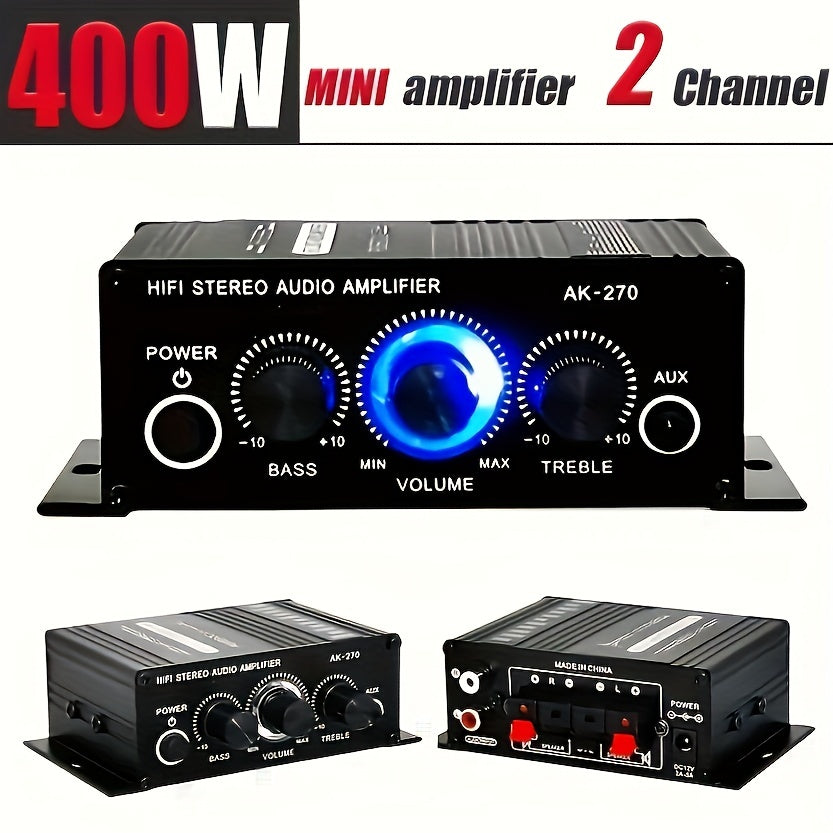 400W Stereo Audio Amplifier for Home and Car Theaters with 2.0 Channel Sound