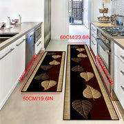 Длинный коврик с узором из бархатистых листьев, устойчивый к пятнам, нескользящий, моющийся