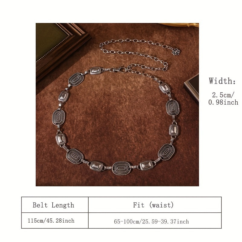 Women's Boho Style Waistband with Adjustable Chain Belt and Body Jewelry in Gold and Silver