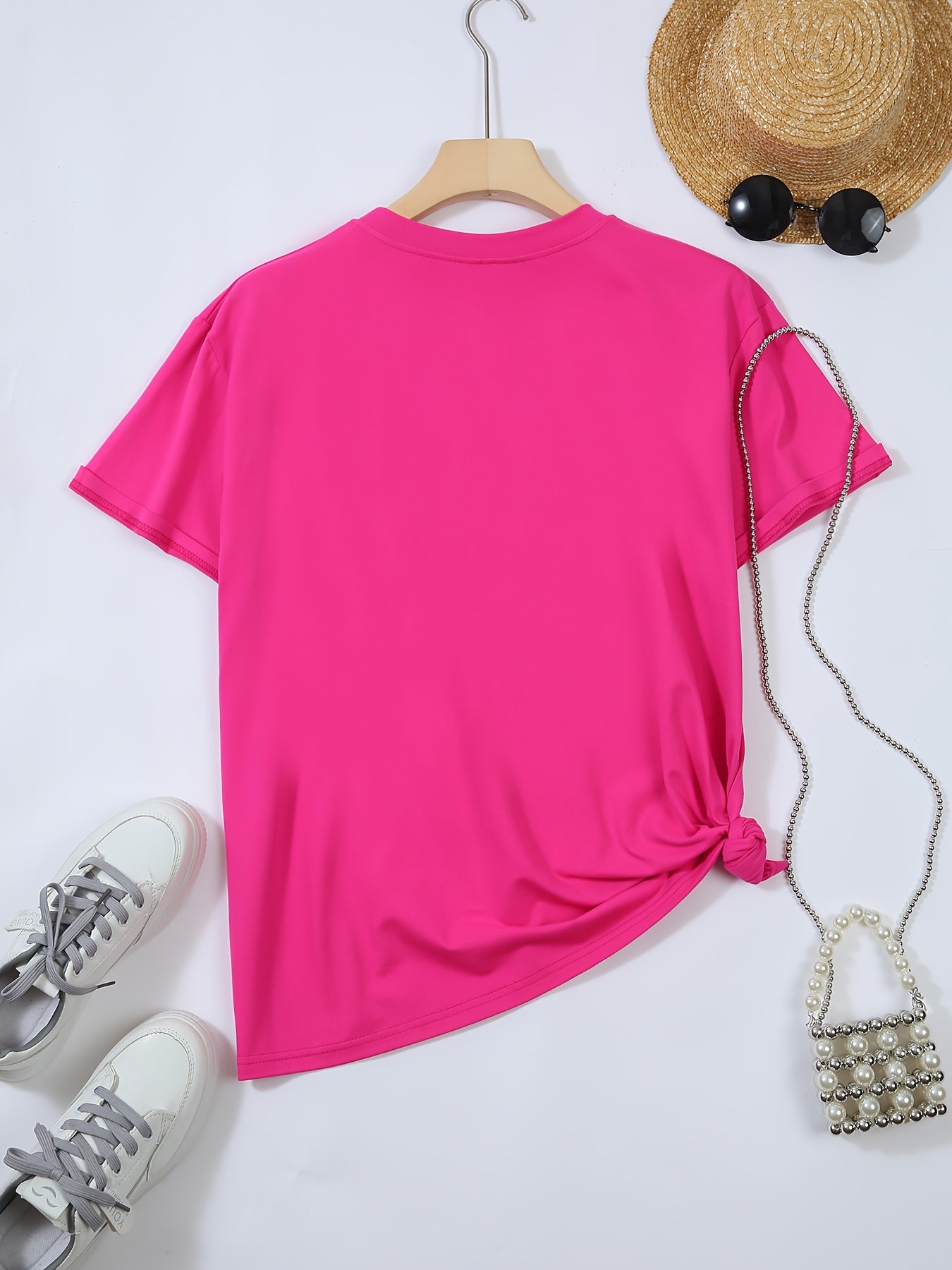 Unisex Printed Crew Neck T-Shirt Polyester Blend All-Season Plus Size