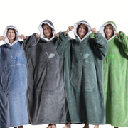 Ультрамягкое полиэстеровое трикотажное одеяло с капюшоном с реверсивным дизайном и карманом для яблок - оверсайз носимое флисовое халат для пар, идеально подходит в качестве подарков на Рождество и Хэллоуин, рекомендуется ручная стирка