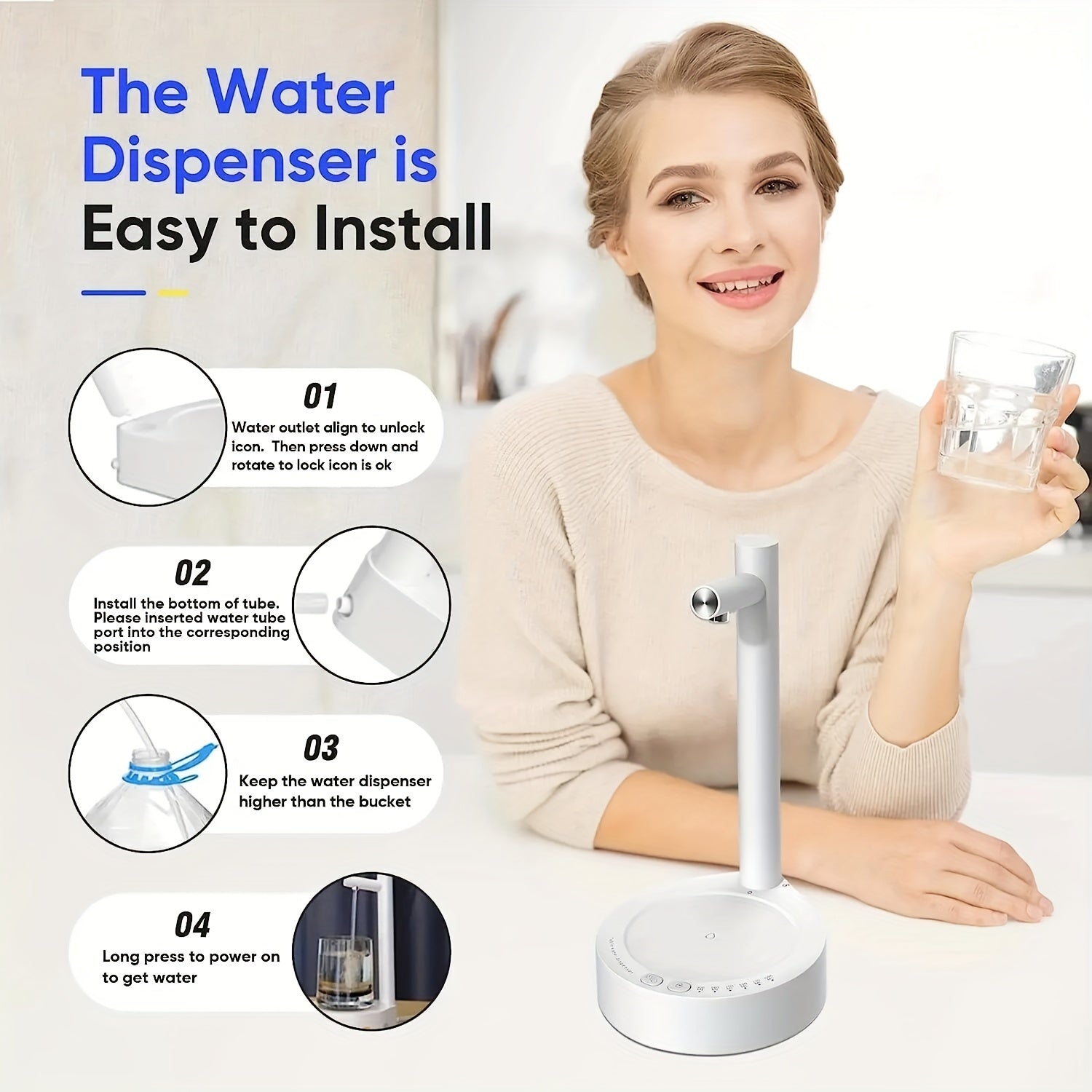 Electric Water Dispenser with USB Charging for Home Office Use