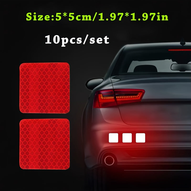 10pcs Car Bumper Reflective Stripe Stickers for Night Safety and Style