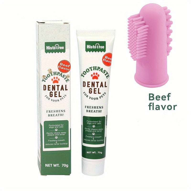 2pcs Silicone Fingertip Pet Toothbrush and Toothpaste Set for Dogs and Cats