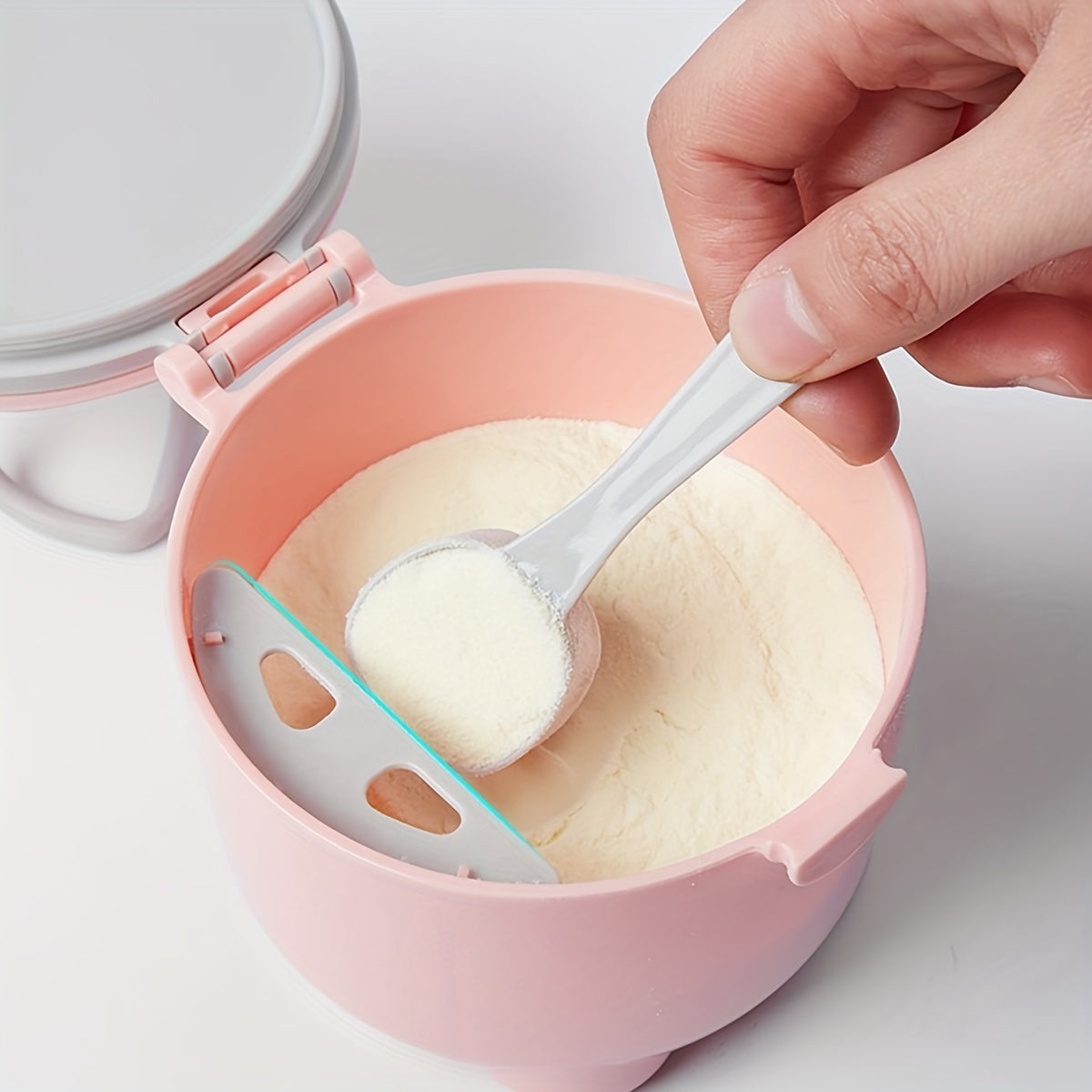 Large Cartoon Portable Milk Powder Container with Spoon for Kids Green Pink