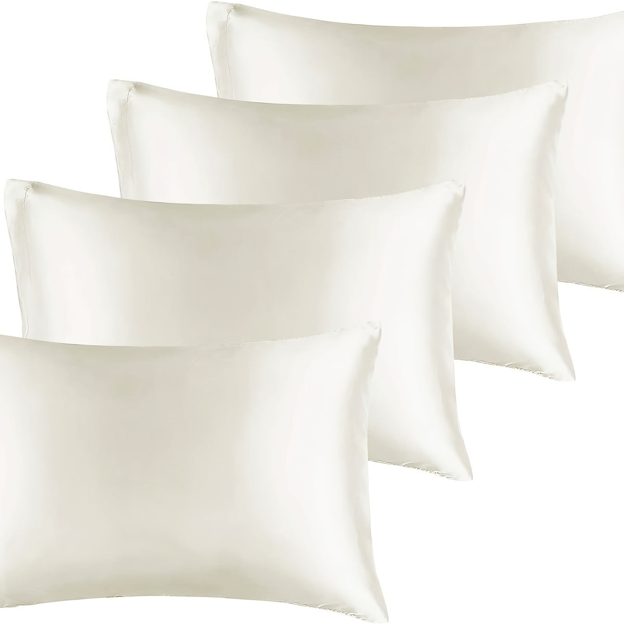 Set of Four Faux Silk Cushion Covers with Zipper