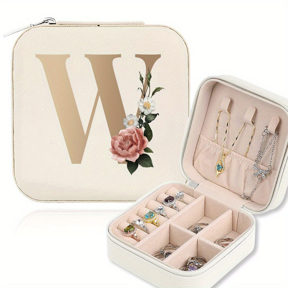 Mini Portable Zipper Jewelry Storage Box for Rings Necklaces and Studs