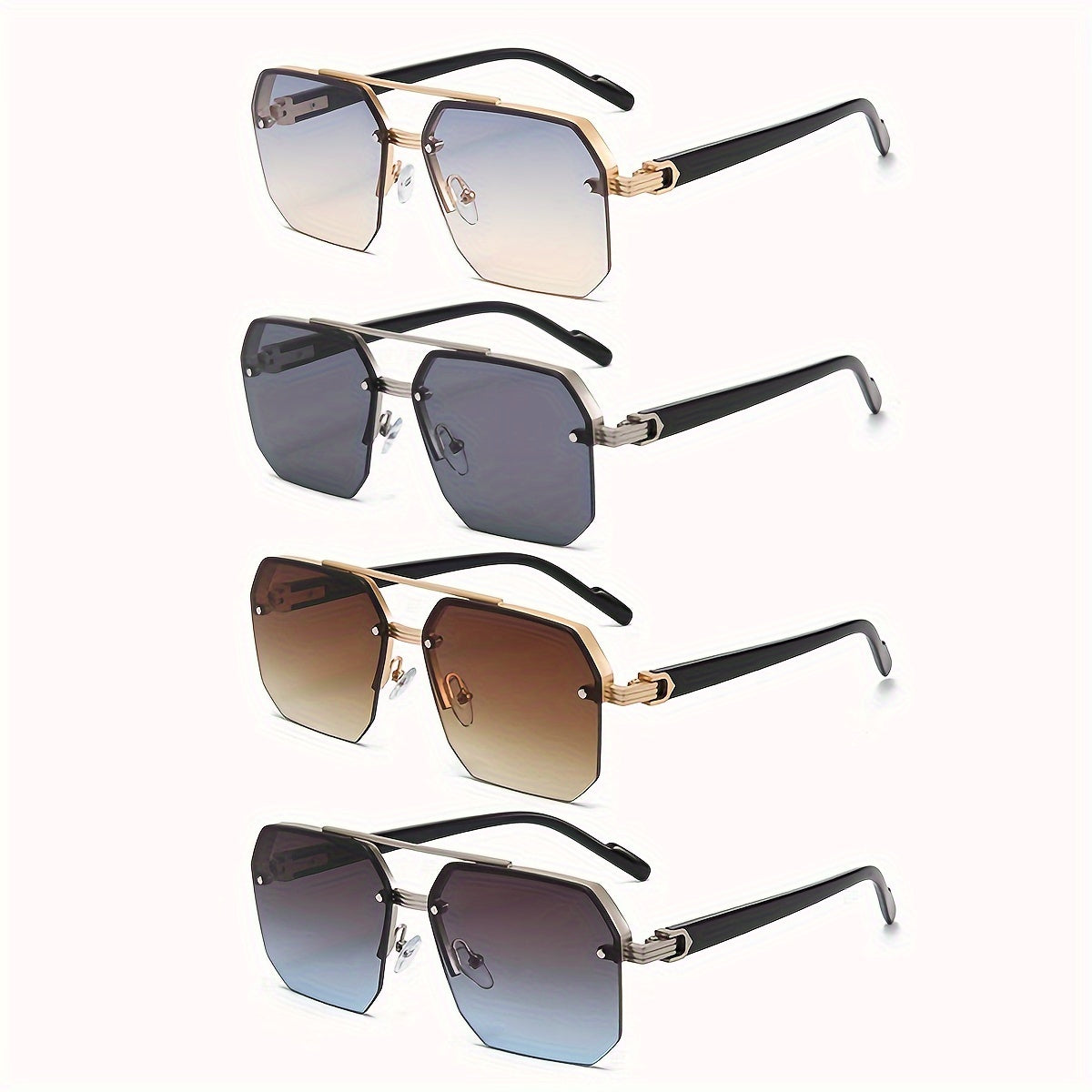 Men's Driving Glasses Large Face Semi-Frame Fashion Slimming Effect