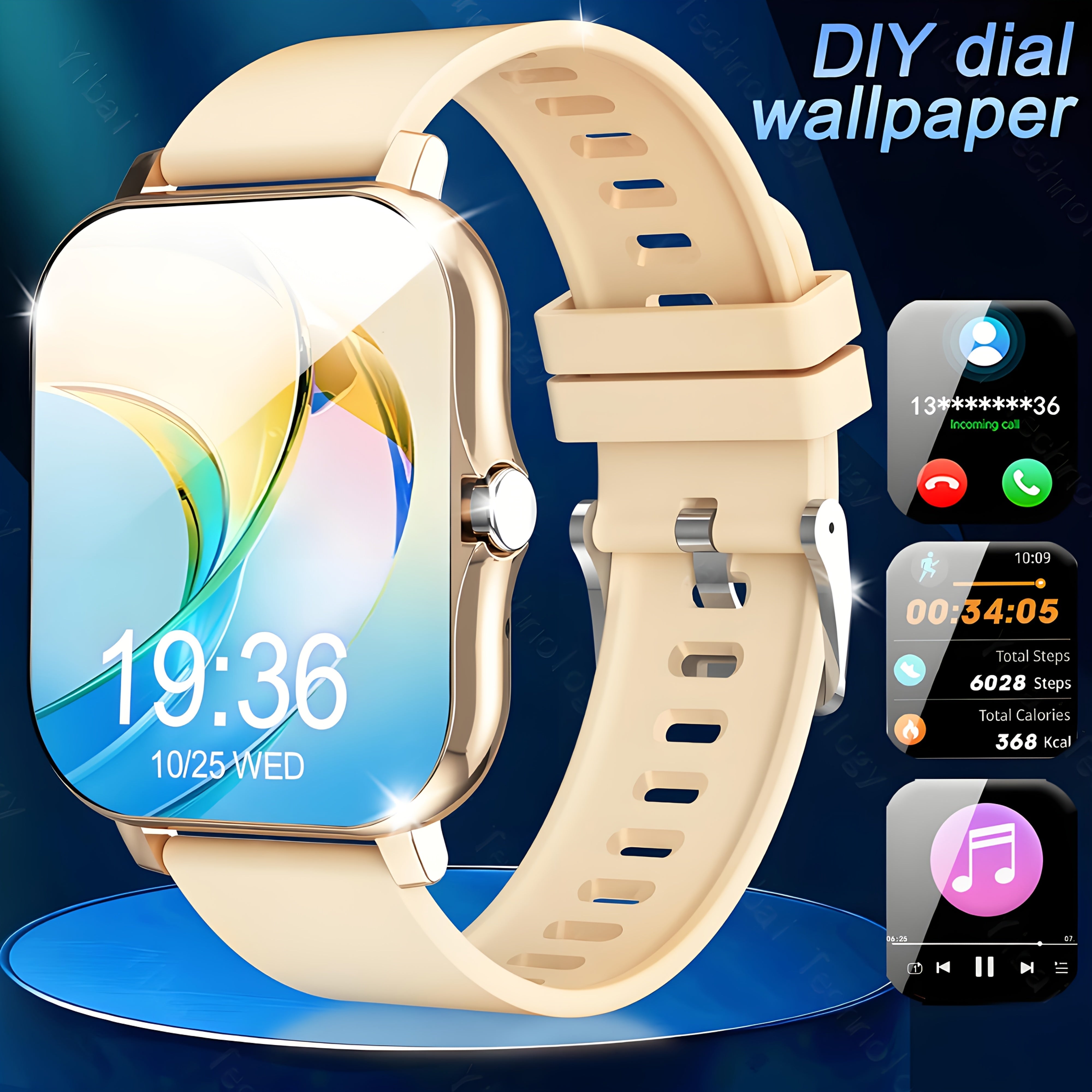 Sports Smartwatch for Men and Women 1.83-Inch HD Screen Fitness Tracker Voice Assistant
