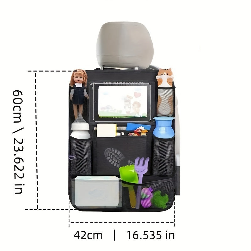Avtomobil o'rindig'i orqa qismi uchun bolalar o'yinchoqlari, iPad uchun tutqichli saqlash sumkasi