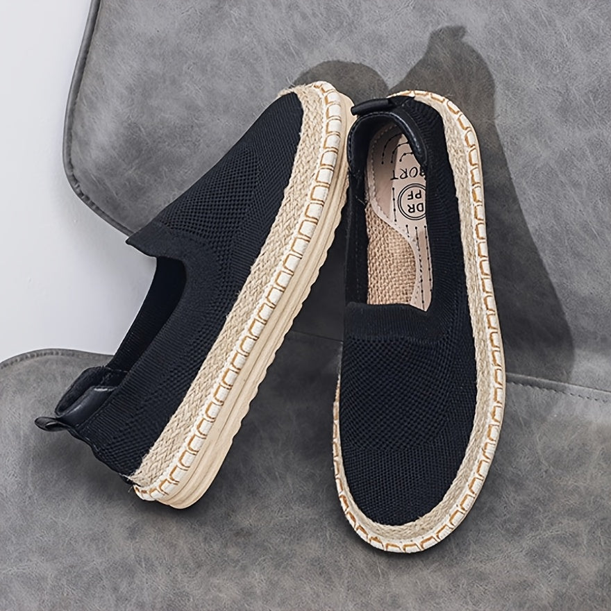Women's Slip-On Flat Shoes Breathable Knit Fabric Casual Comfortable Flats Black Blue White