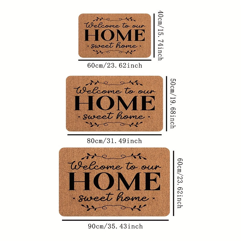 Bizning Sweet Home Doormat'imizni taqdim etamiz: Yengil polyester gilam, sirpanmaydigan orqa qismi, yuvish oson, uyingizdagi har qanday xona uchun ideal, masalan, kirish, yashash xonasi, yotoqxona, hammom, yo'l, oshxona yoki old eshik bezagi.
