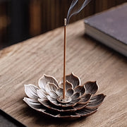 Metal Lotus Flower Incense Holder 3-Tier Zen Burner for Aromatherapy and Meditation