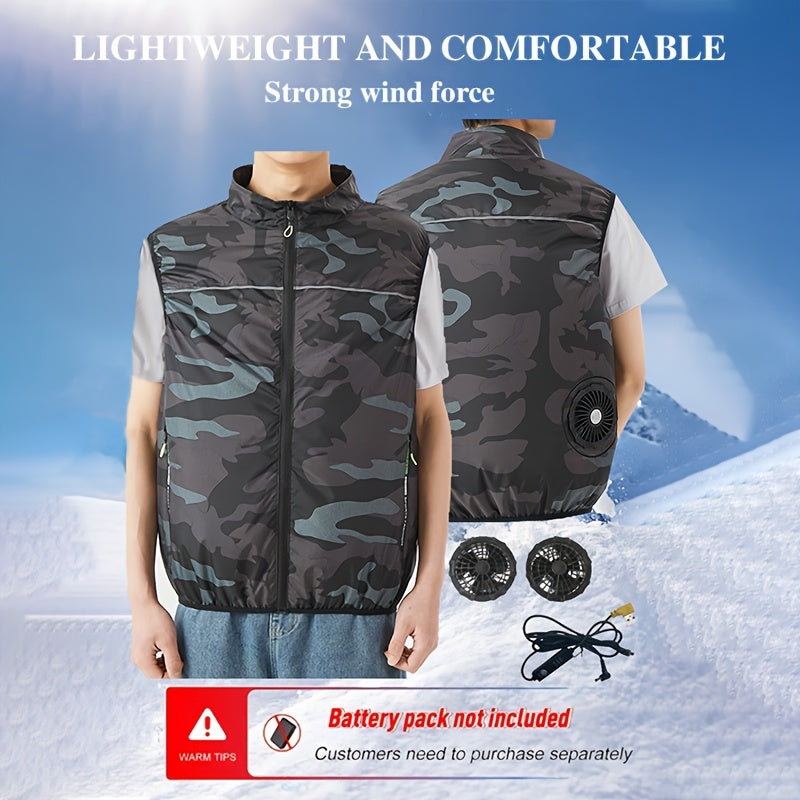 USB-Powered Cooling Vest with Silent Fans, Adjustable Speed, Unisex Sleeveless Air Conditioner Clothing