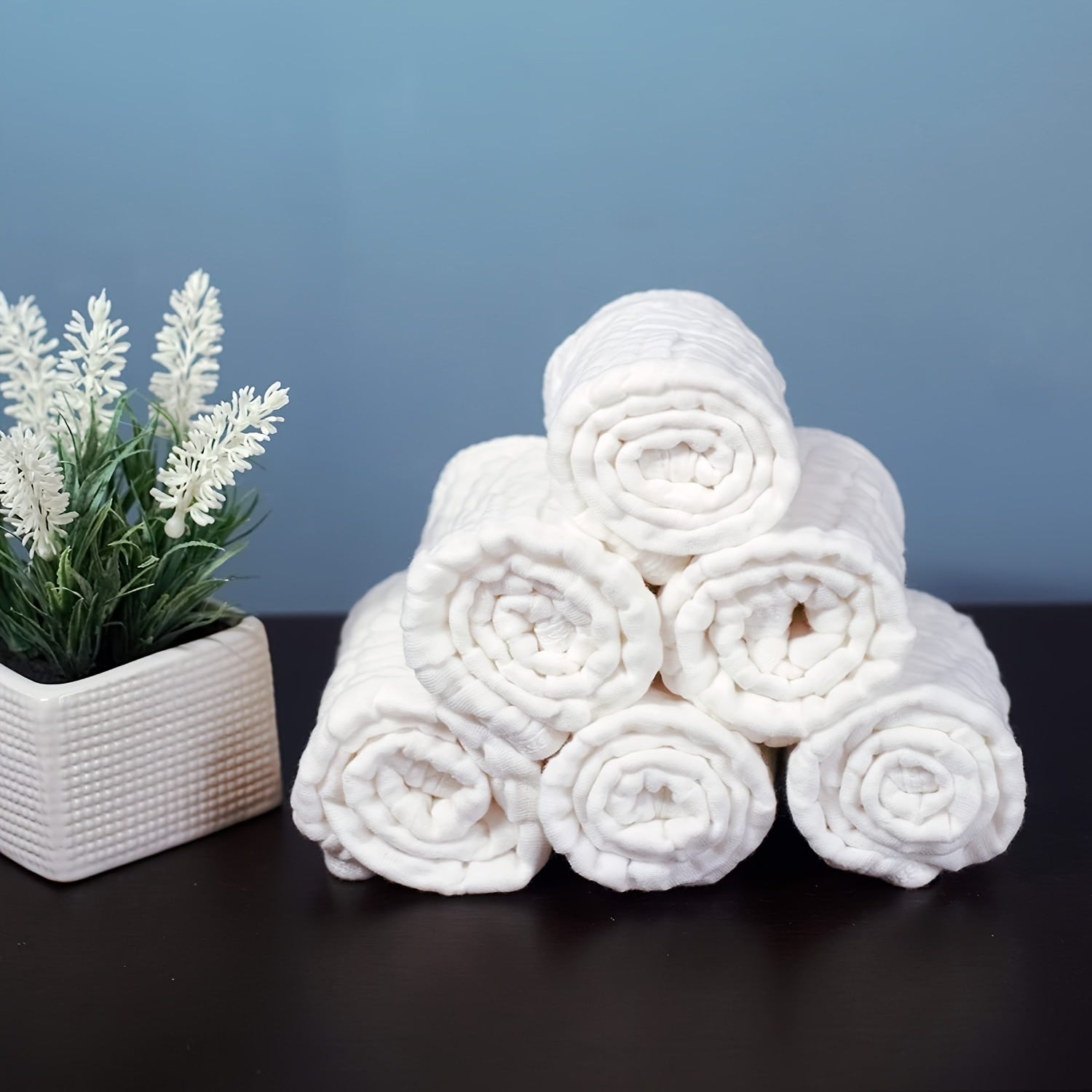 Set of 3 and 5 Muslin Burp Cloths and Bibs Soft Absorbent Washcloths and Bath Towels