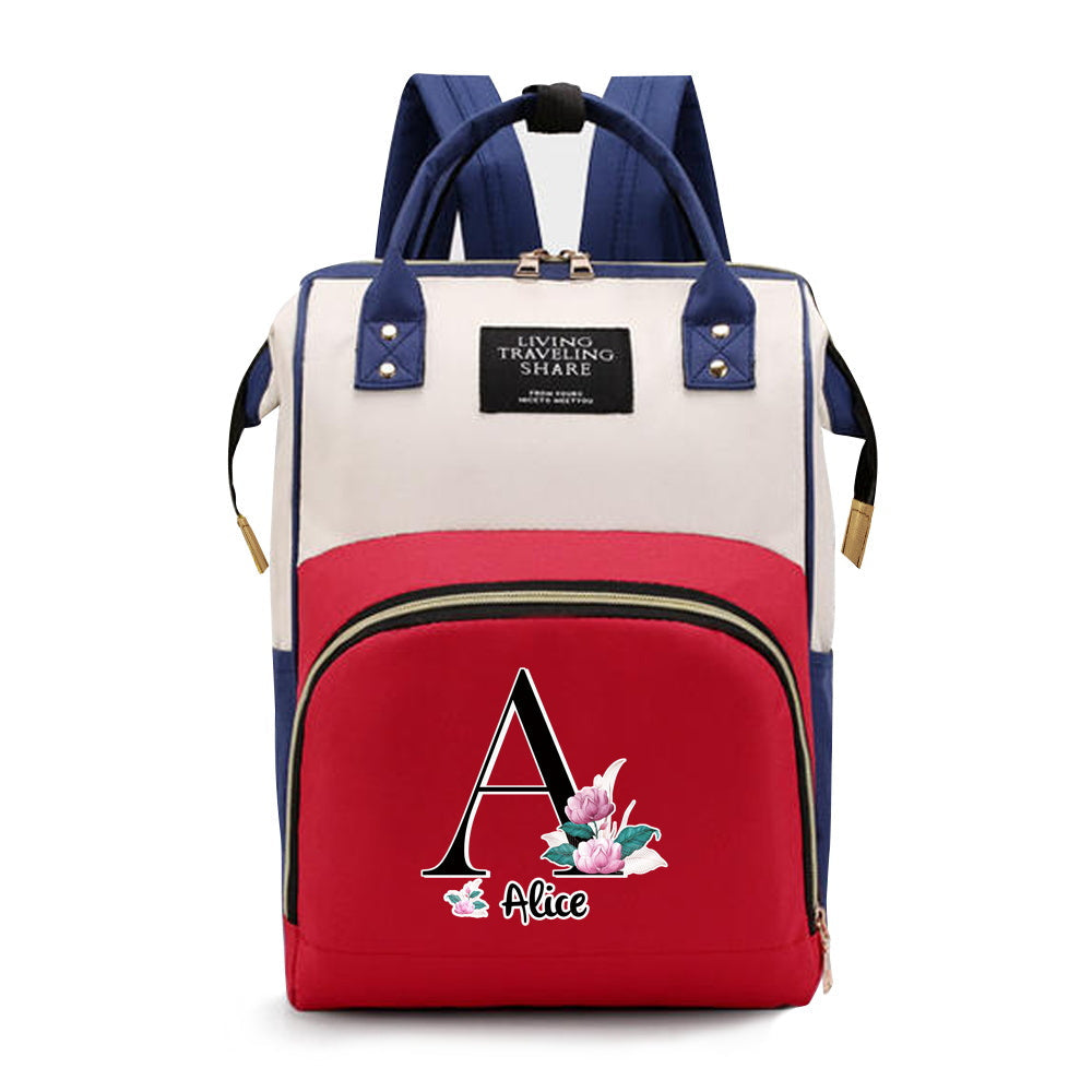 Персонализированная сумка для подгузников из оксфордской ткани с индивидуальными инициалами - Просторная сумка для мам с дизайном букв A-Z, идеальна для путешествий и повседневного использования, с карманами для бутылочек для женщин