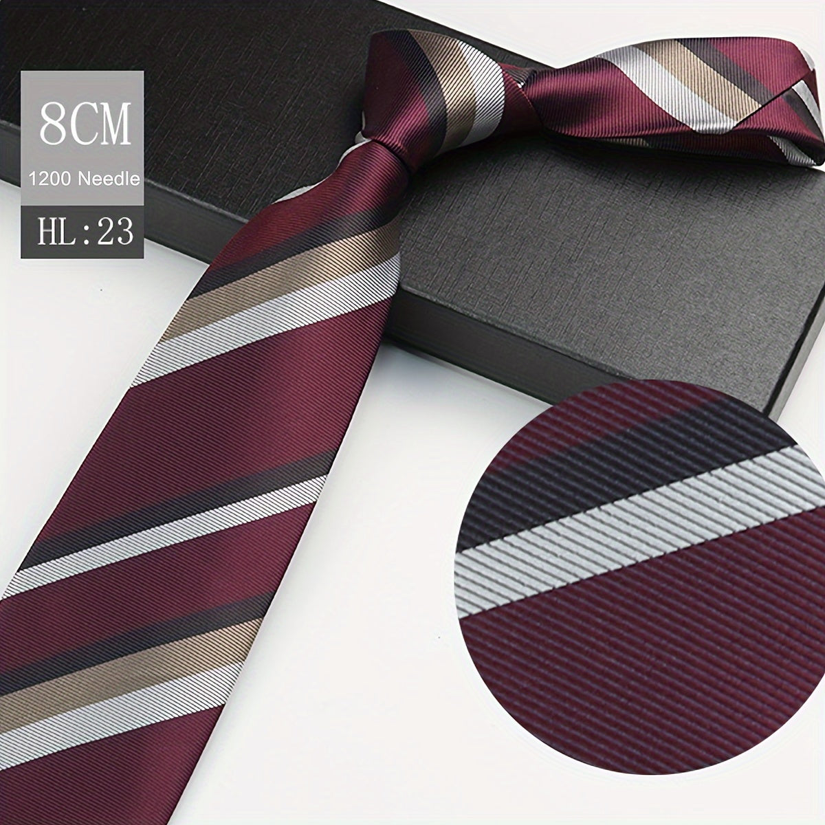 Men's Red Polyester Necktie 8cm Wide for Weddings and Business Events