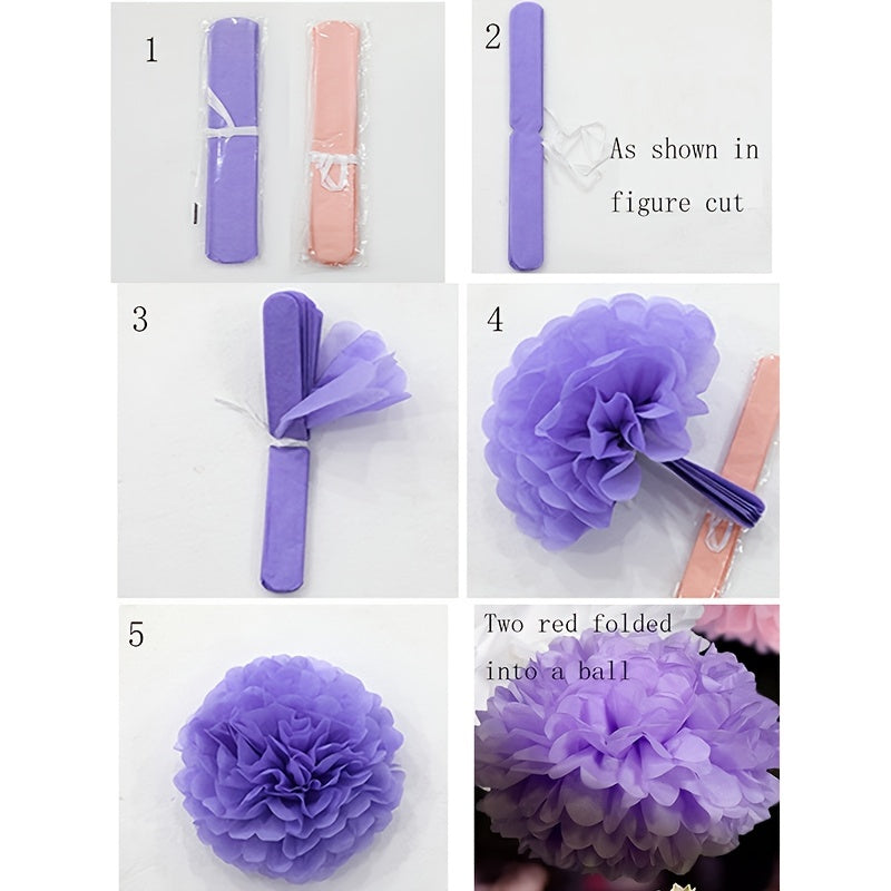 14 Pieces Paper Flower Ball Pom Pom Decorations for Party and Event