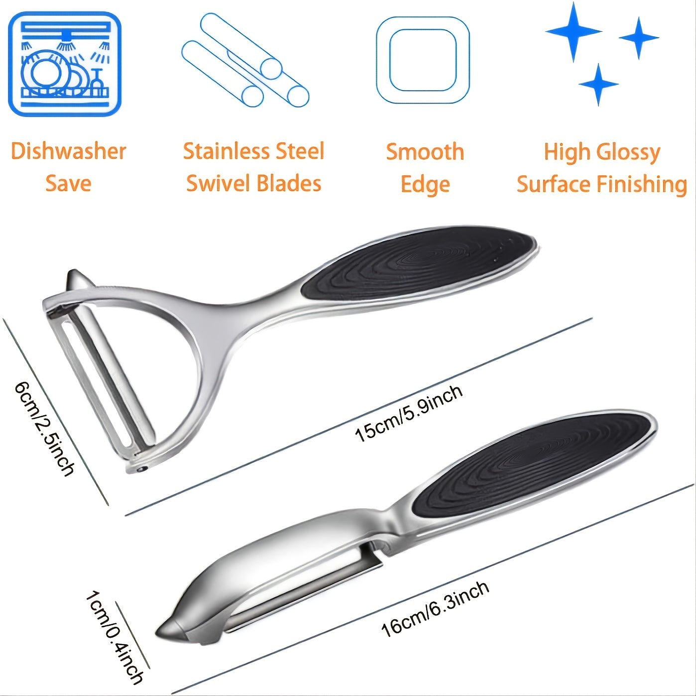Stainless Steel Vegetable Fruit Peelers Set Non-Slip Handles Sharp Blades