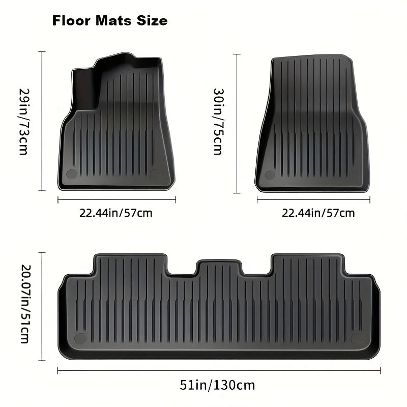 All-Weather TPE Floor Mats for Tesla Model 3/Y 2020-2024 3-Piece Set
