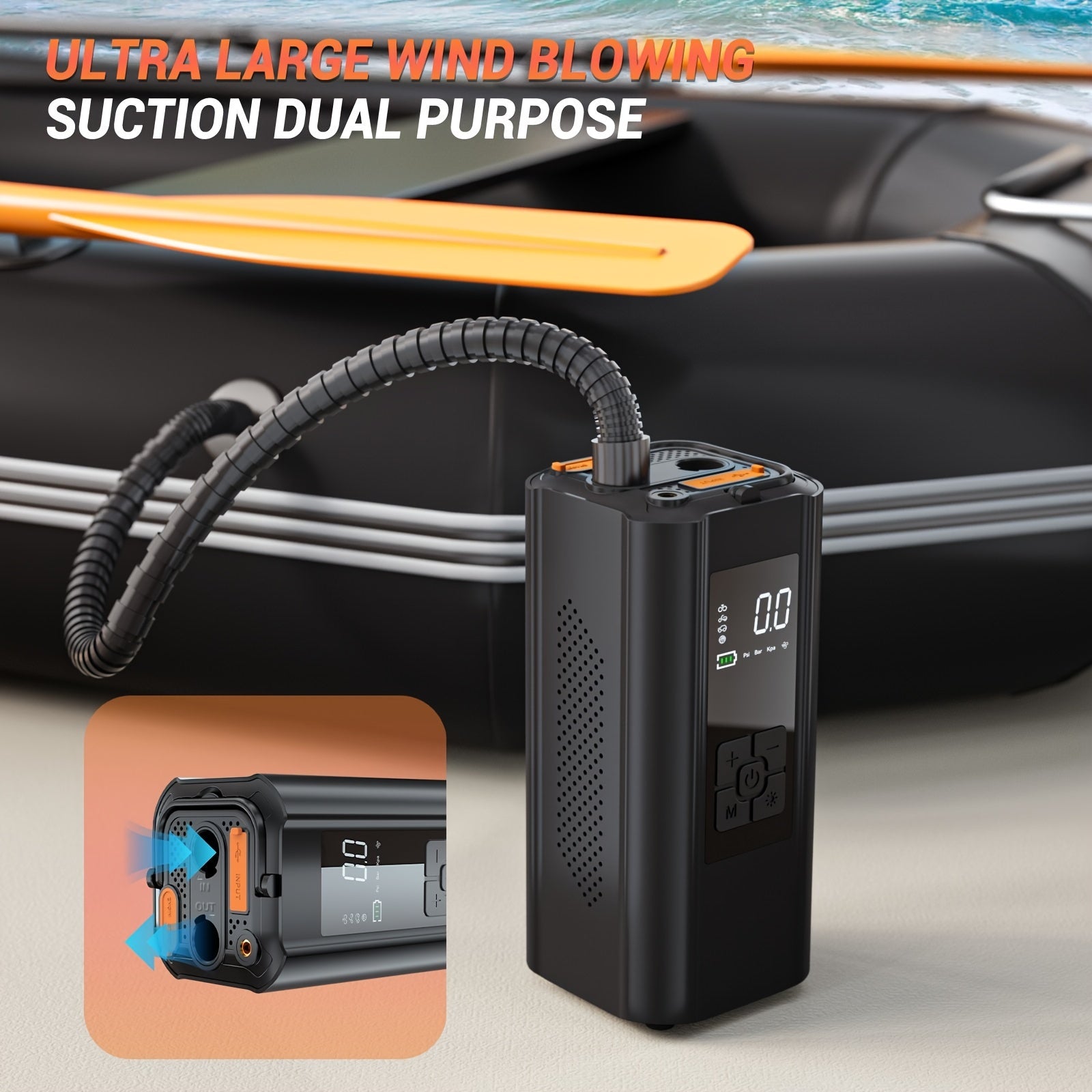 Portable 12V Air Compressor and Jump Starter with 10000mAh Power Bank