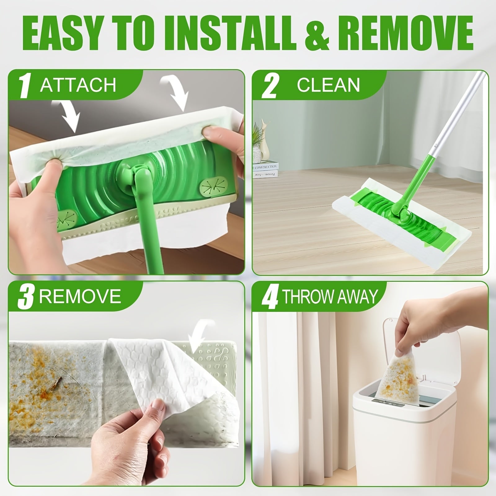 Disposable Mop Pads for Floor Cleaning Machines, Absorbent and Easy to Use