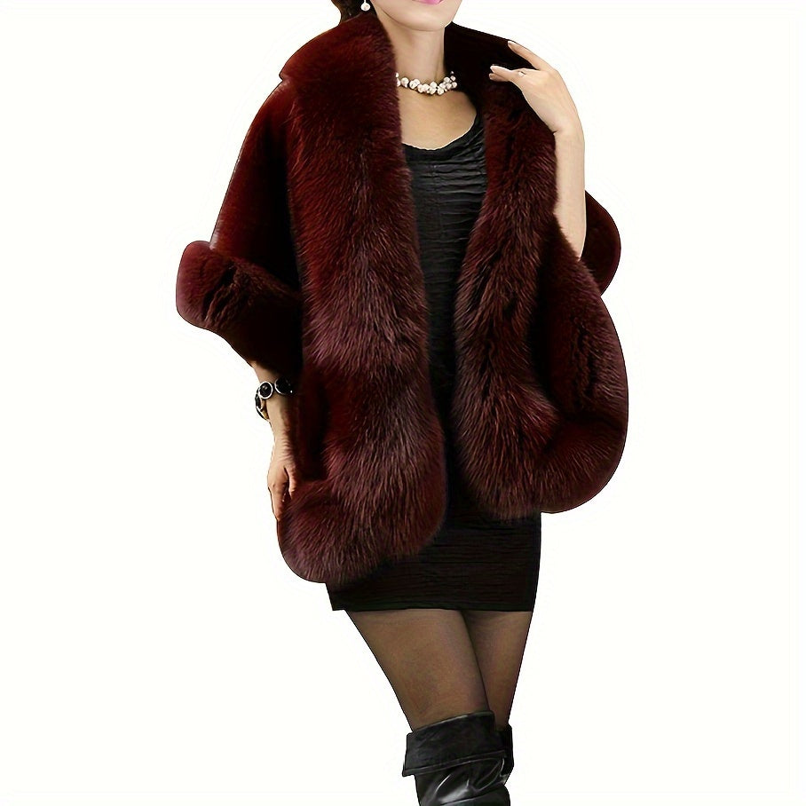 Women's Black Shawl with White Trim for Evening Events Polyester Elegant Woven