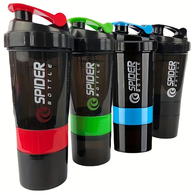 16oz Sports Water Bottle with Non-Slip Three-Layer Design and Leak-Proof Shake Mixer